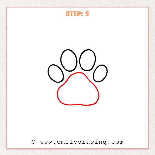 how to draw a dog paw - Step 5
